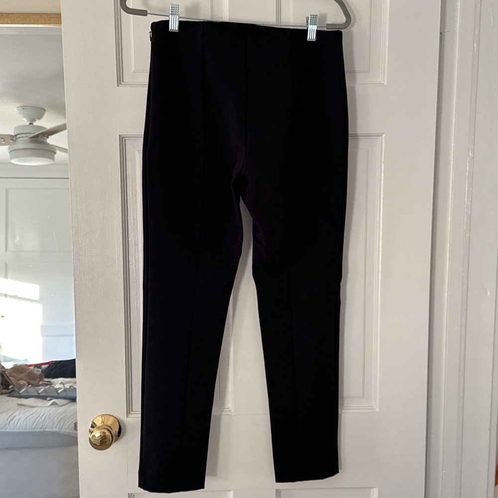 Theory Black Ankle Cropped Pants with Front Slits